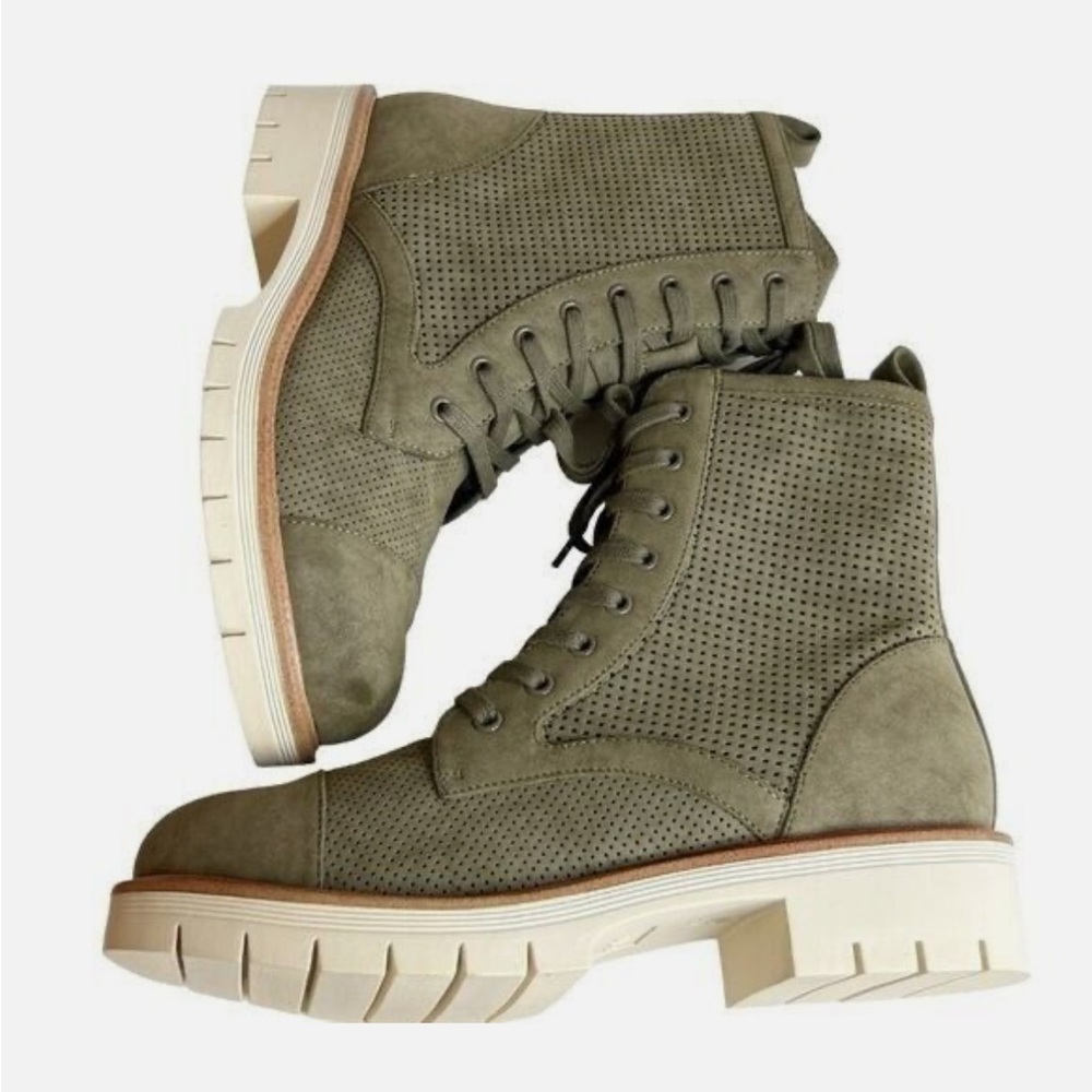 MIA Women’s Havenn Kashton Lace Up Combat Boots Olive Faux Suede - Picture 2 of 4